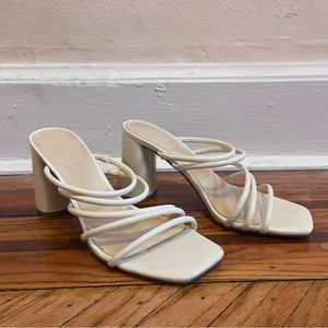 Ivory Nine West Block Heel Sandals